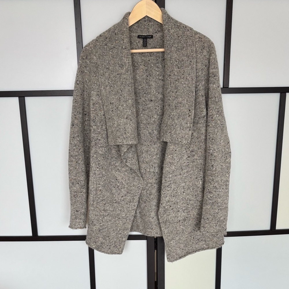 Eileen Fisher Wool Mohair open‎ cardigan sweater women’s XS.Neutrals Ethical